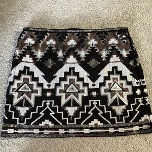 Black and White Sequin Mini Skirt - Size S